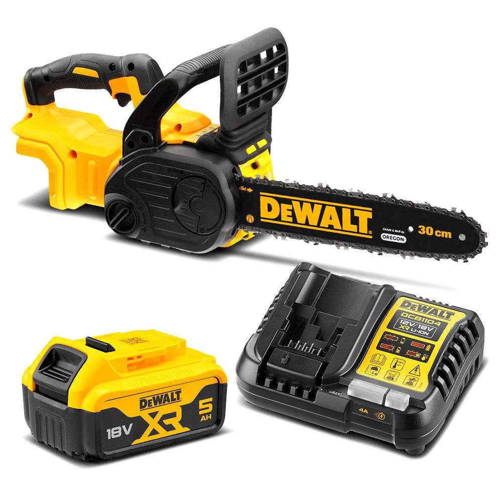 DeWalt DCM565P1-XE 18V 5.0Ah Li-Ion XR Cordless Brushless Compact 300mm (12") Chainsaw Combo Kit