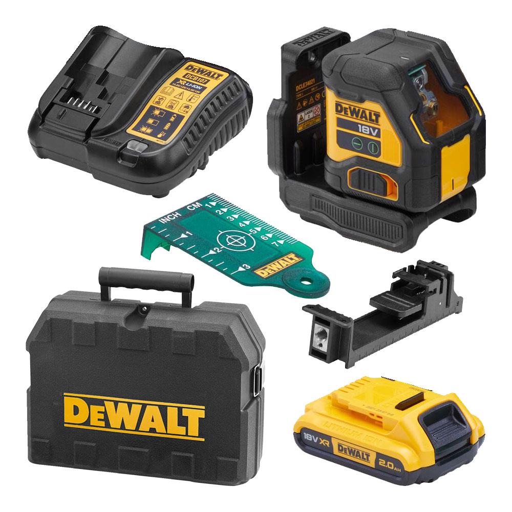 DeWalt DCLE34021D1-XE 18V XR 2.0Ah Li-ion Cordless Compact Green Beam Cross Line Laser